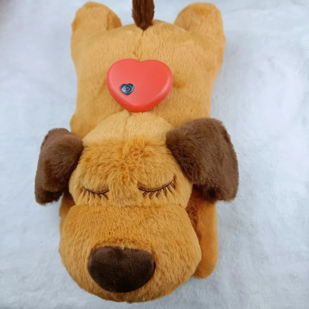 Soft Plush Pet Heartbeat Plush Doll Simulation Heartbeat Comfortable Dog Soothing Toys Interactive Sleep Aid