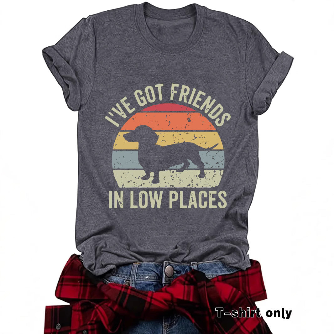 Vibrant Canine Print Casual Tee