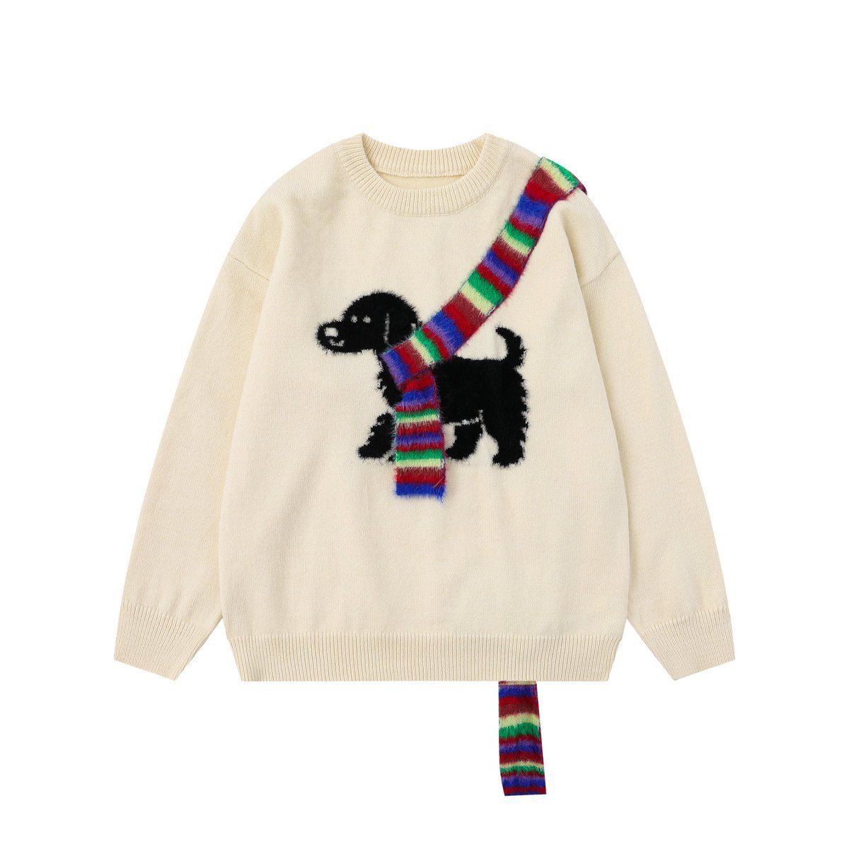 Cozy Rainbow Scarf Paw Sweater