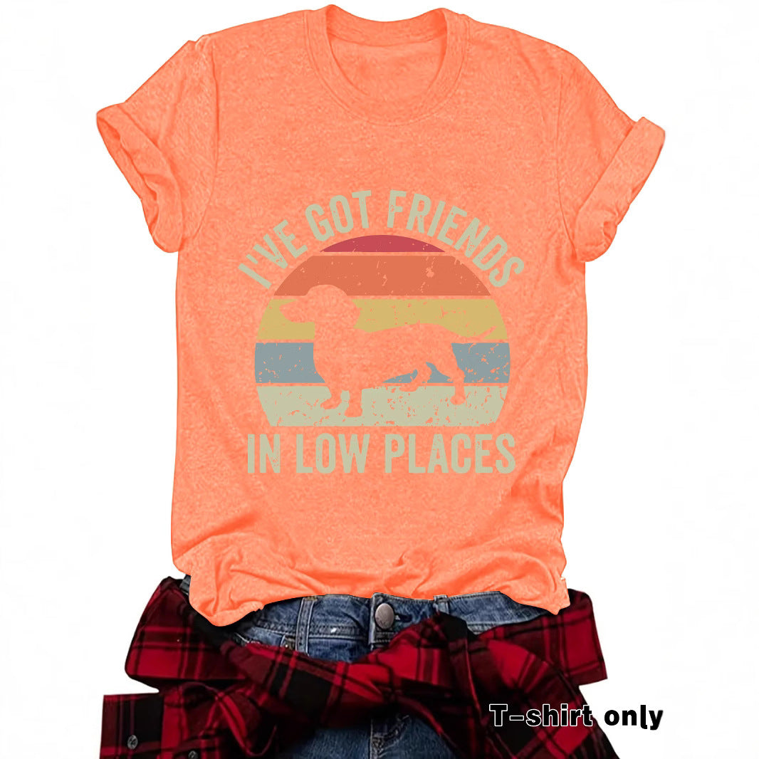 Vibrant Canine Print Casual Tee