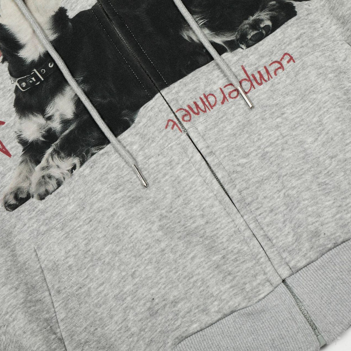 Dog print zipper hoodie