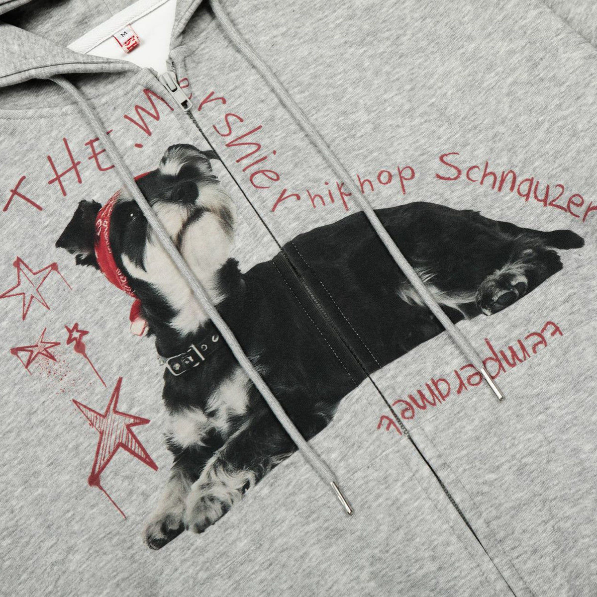 Dog print zipper hoodie