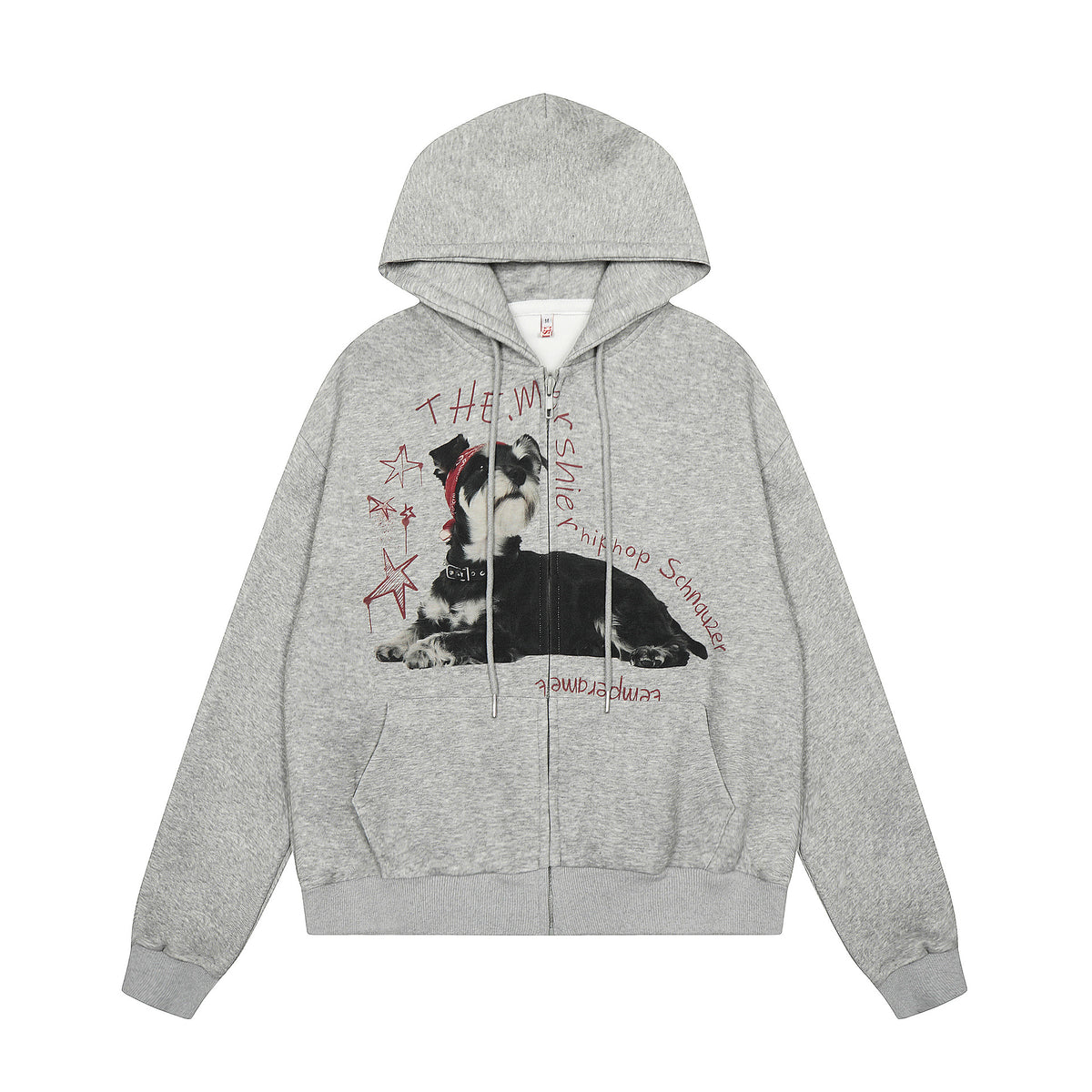 Dog print zipper hoodie