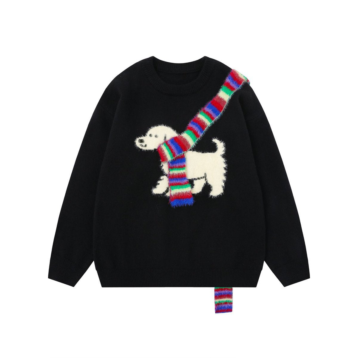 Cozy Rainbow Scarf Paw Sweater