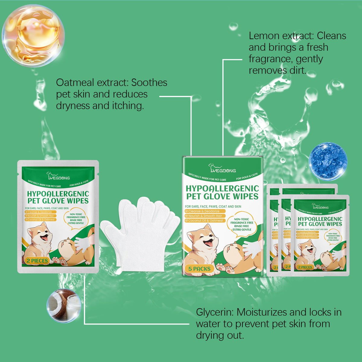 Waterless Paw Cleaning Gloves