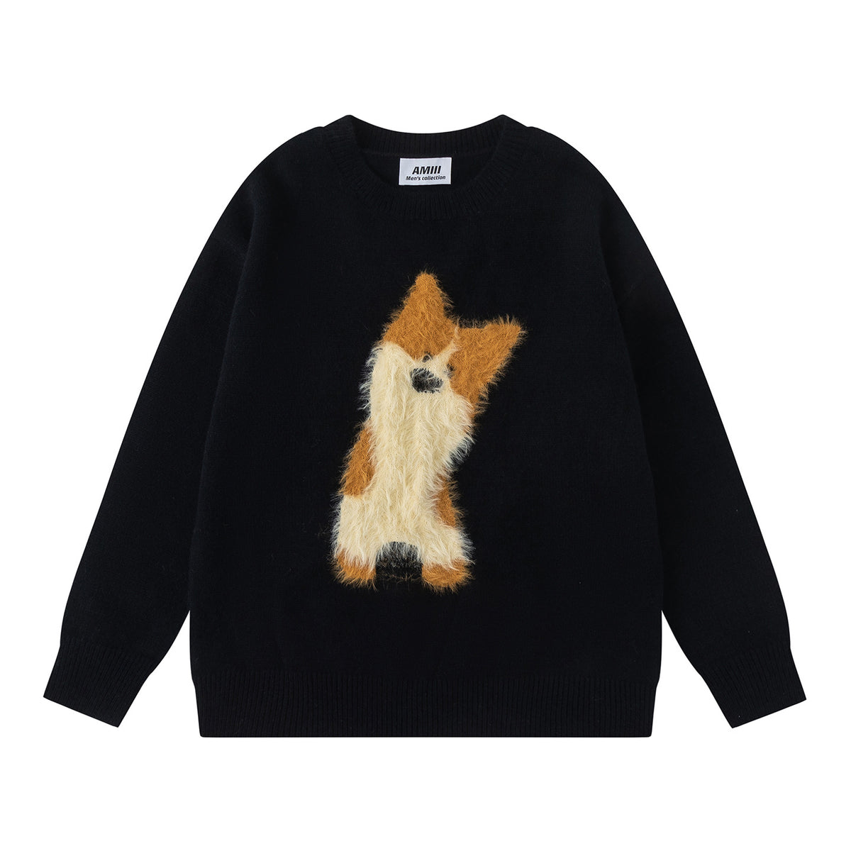 Plush Dog Graphic Long-Sleeve Sweatshirt