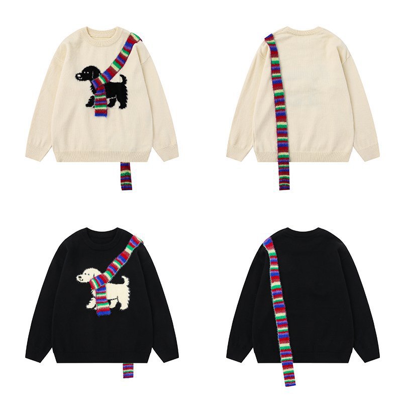 Cozy Rainbow Scarf Paw Sweater