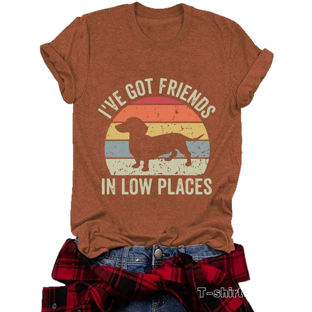 Vibrant Canine Print Casual Tee