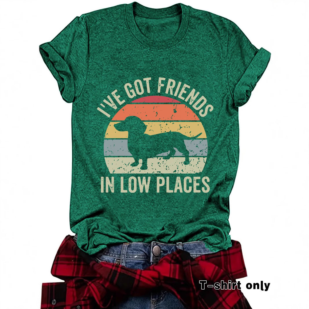 Vibrant Canine Print Casual Tee