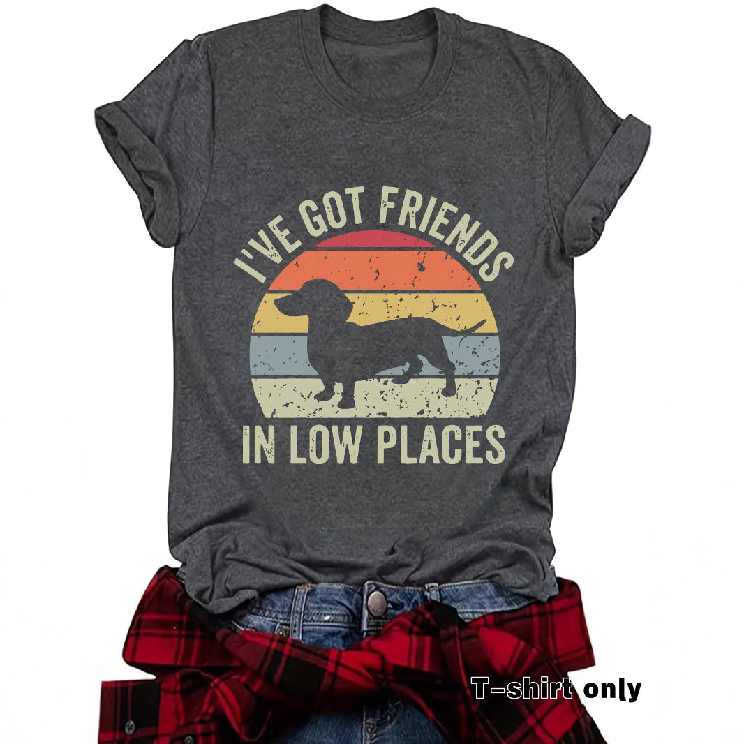 Vibrant Canine Print Casual Tee