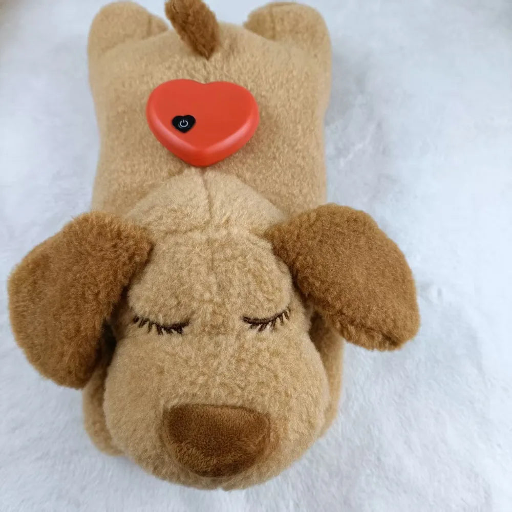 Soft Plush Pet Heartbeat Plush Doll Simulation Heartbeat Comfortable Dog Soothing Toys Interactive Sleep Aid