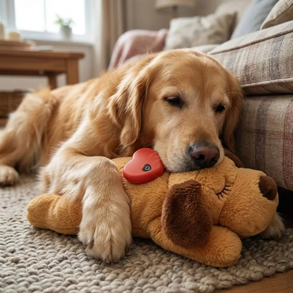 Soft Plush Pet Heartbeat Plush Doll Simulation Heartbeat Comfortable Dog Soothing Toys Interactive Sleep Aid
