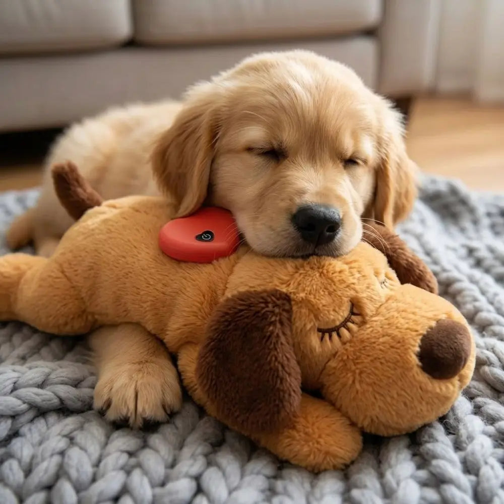 Soft Plush Pet Heartbeat Plush Doll Simulation Heartbeat Comfortable Dog Soothing Toys Interactive Sleep Aid