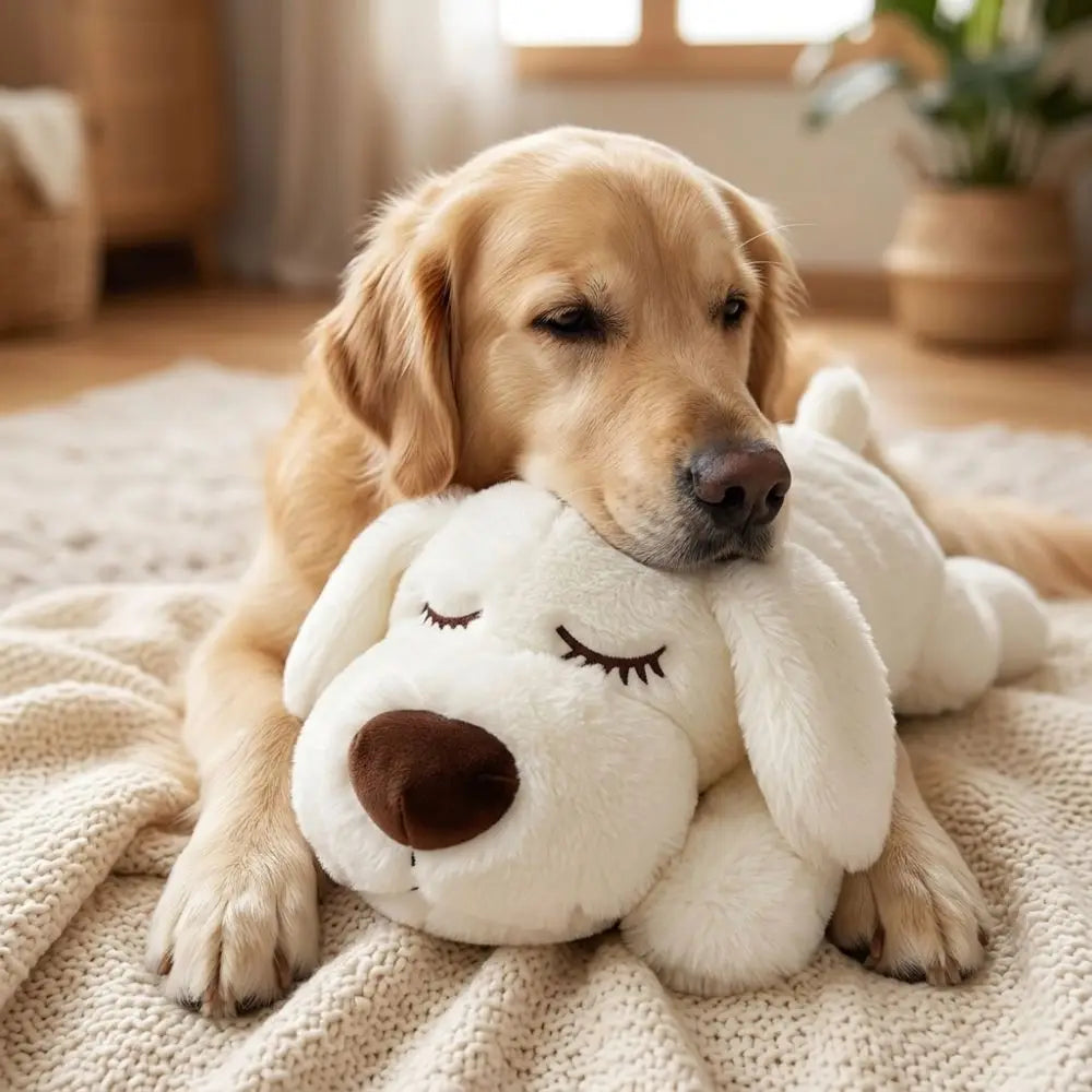 Soft Plush Pet Heartbeat Plush Doll Simulation Heartbeat Comfortable Dog Soothing Toys Interactive Sleep Aid
