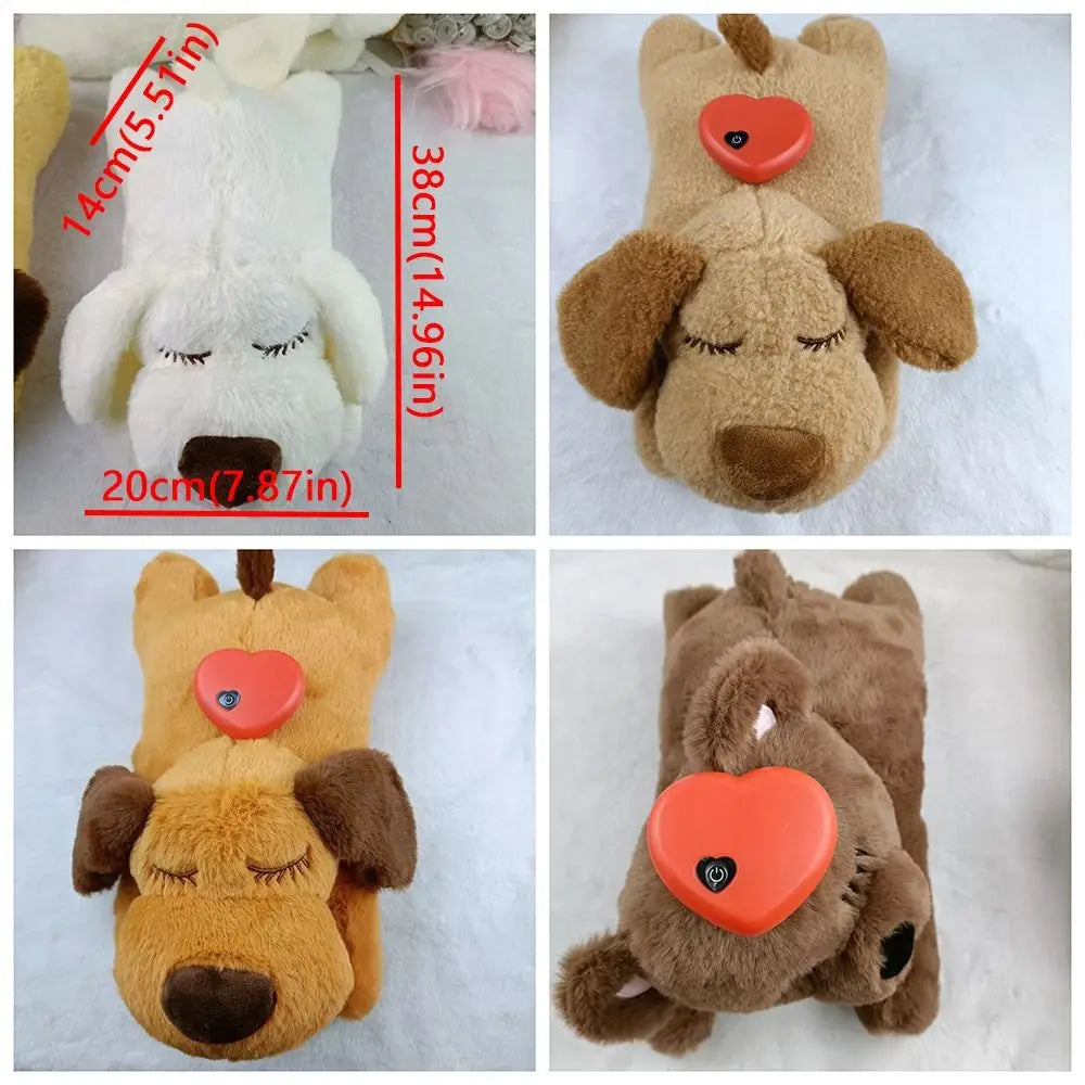 Soft Plush Pet Heartbeat Plush Doll Simulation Heartbeat Comfortable Dog Soothing Toys Interactive Sleep Aid